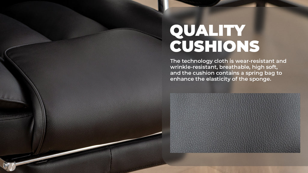 Black PU leather office chair with armrests