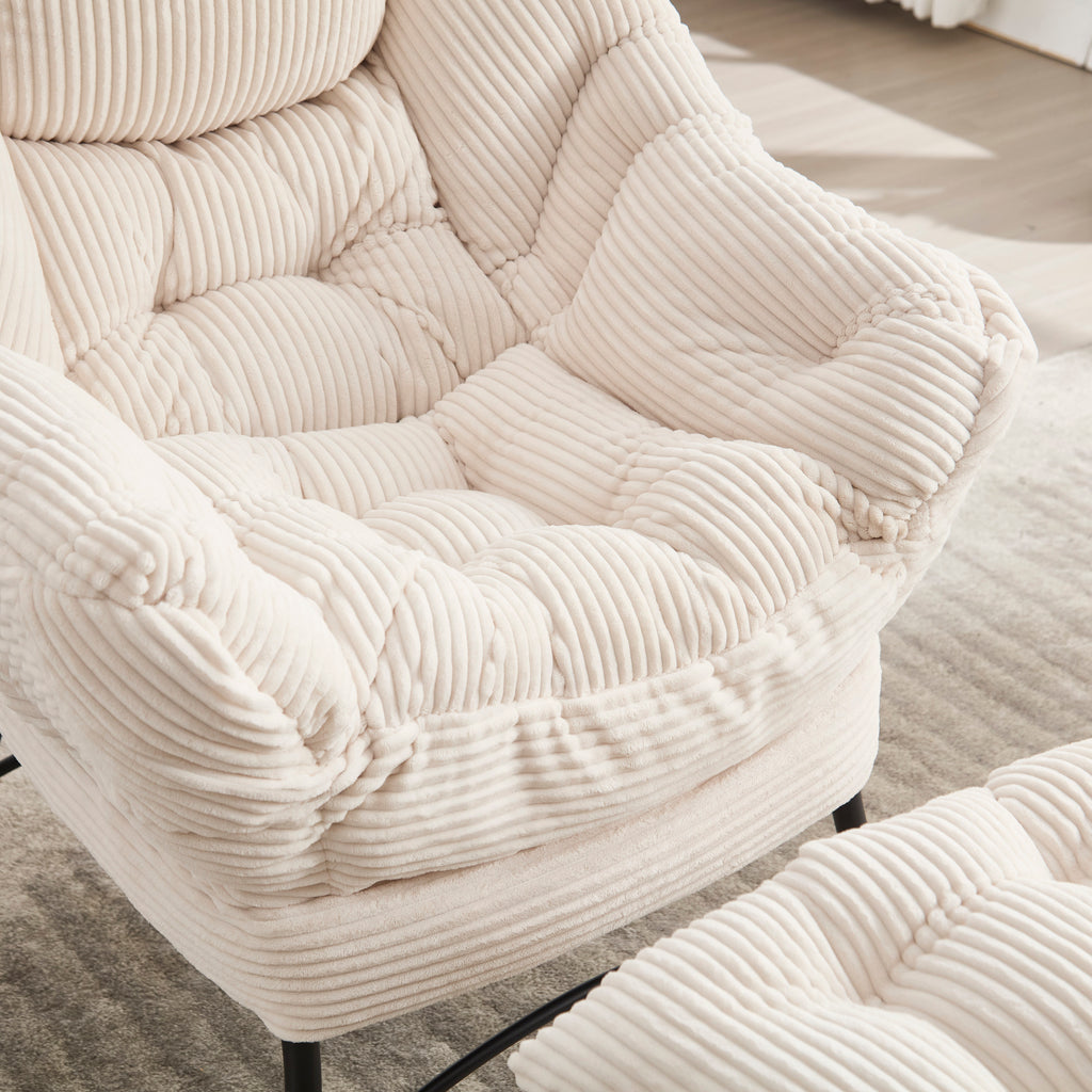 White flannelette lazy chair in living room setting