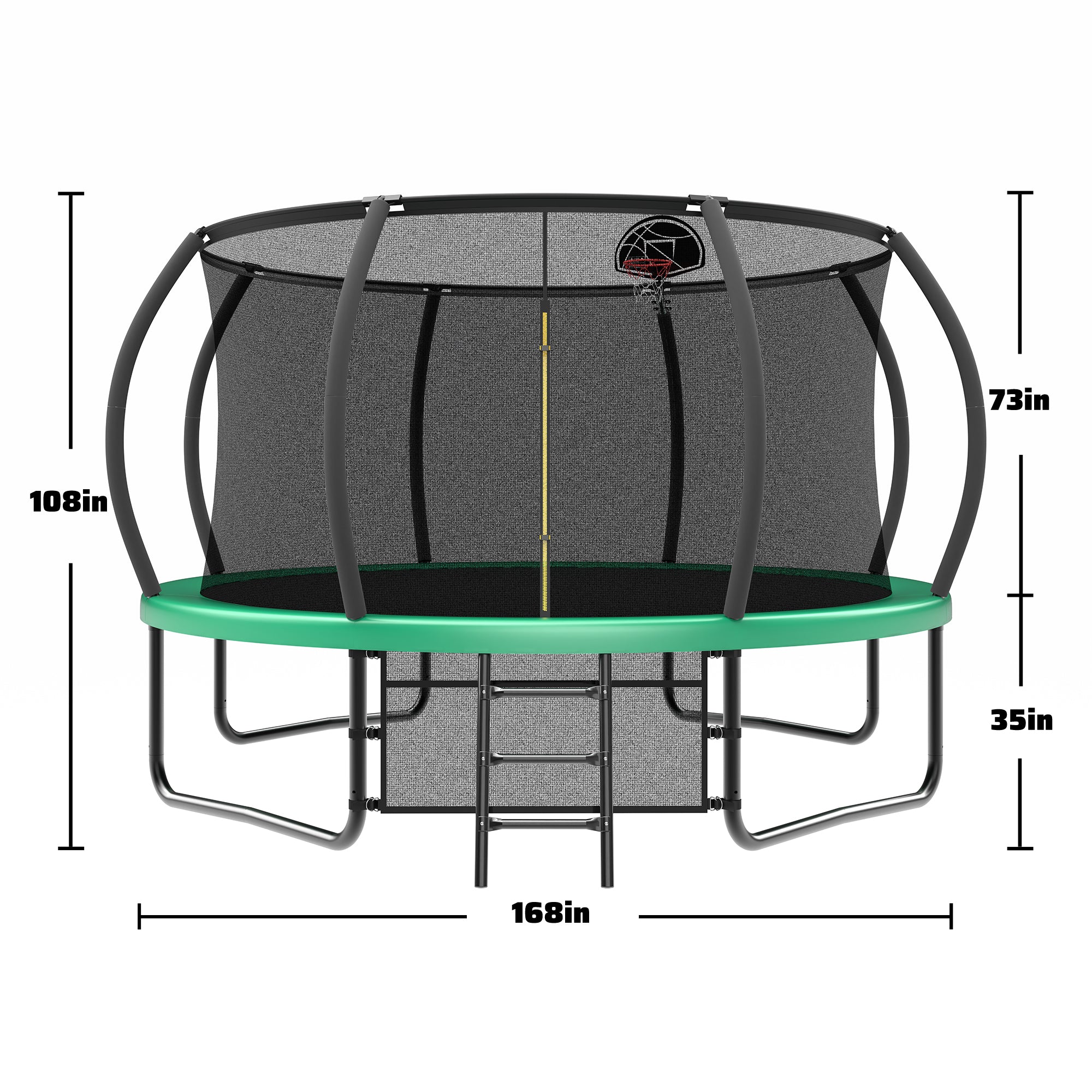 Trampoline safety enclosure net and foam-padded pole overview