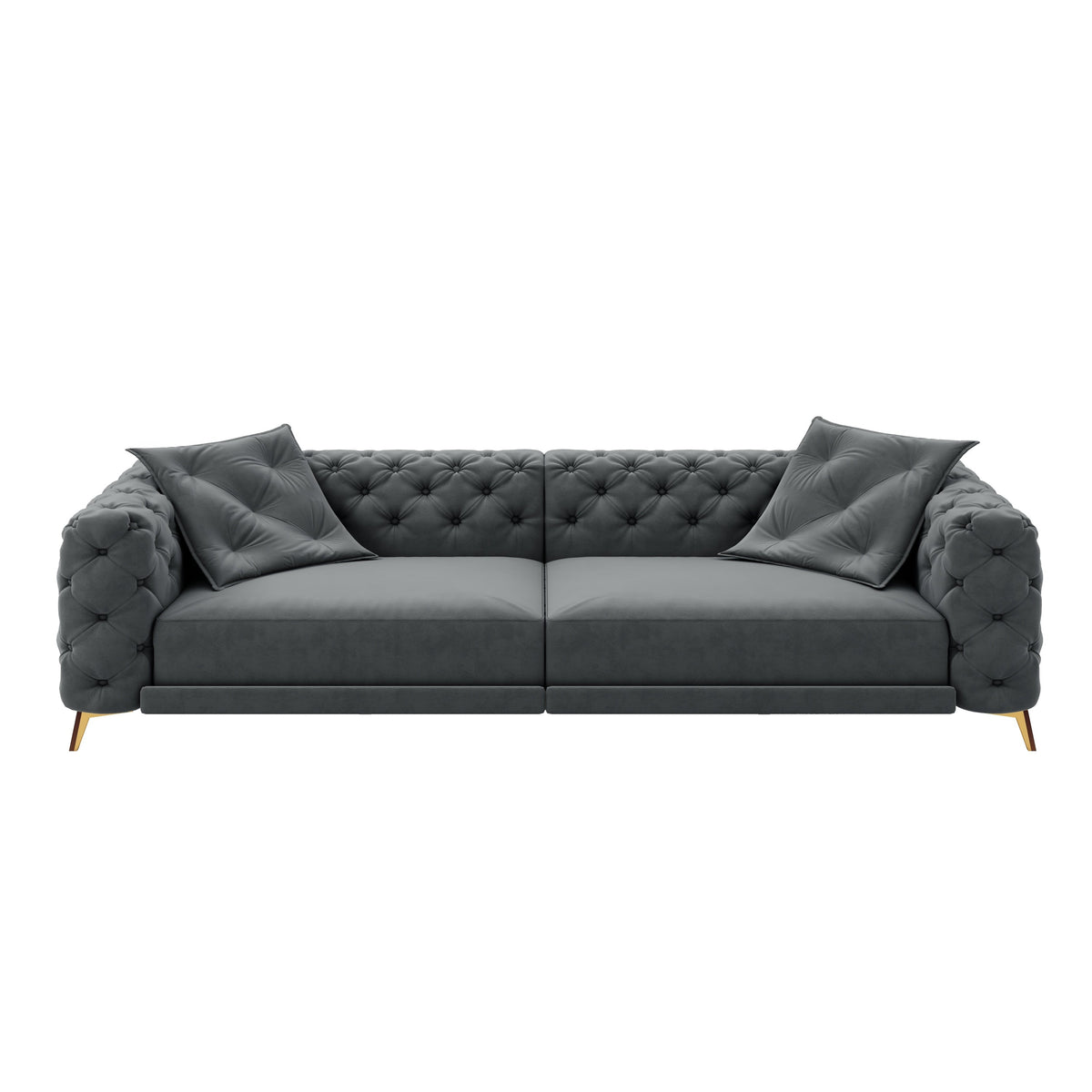 97.7' 3-in-1 Convertible Sleeper Sofa, 28.4' Deep Seat Pull Out Sofa Bed,Button Tufted Modern Sofa, 4-Seater Couch with Movable Ottoman for Apartment, Office, Bedroom,Beige/White