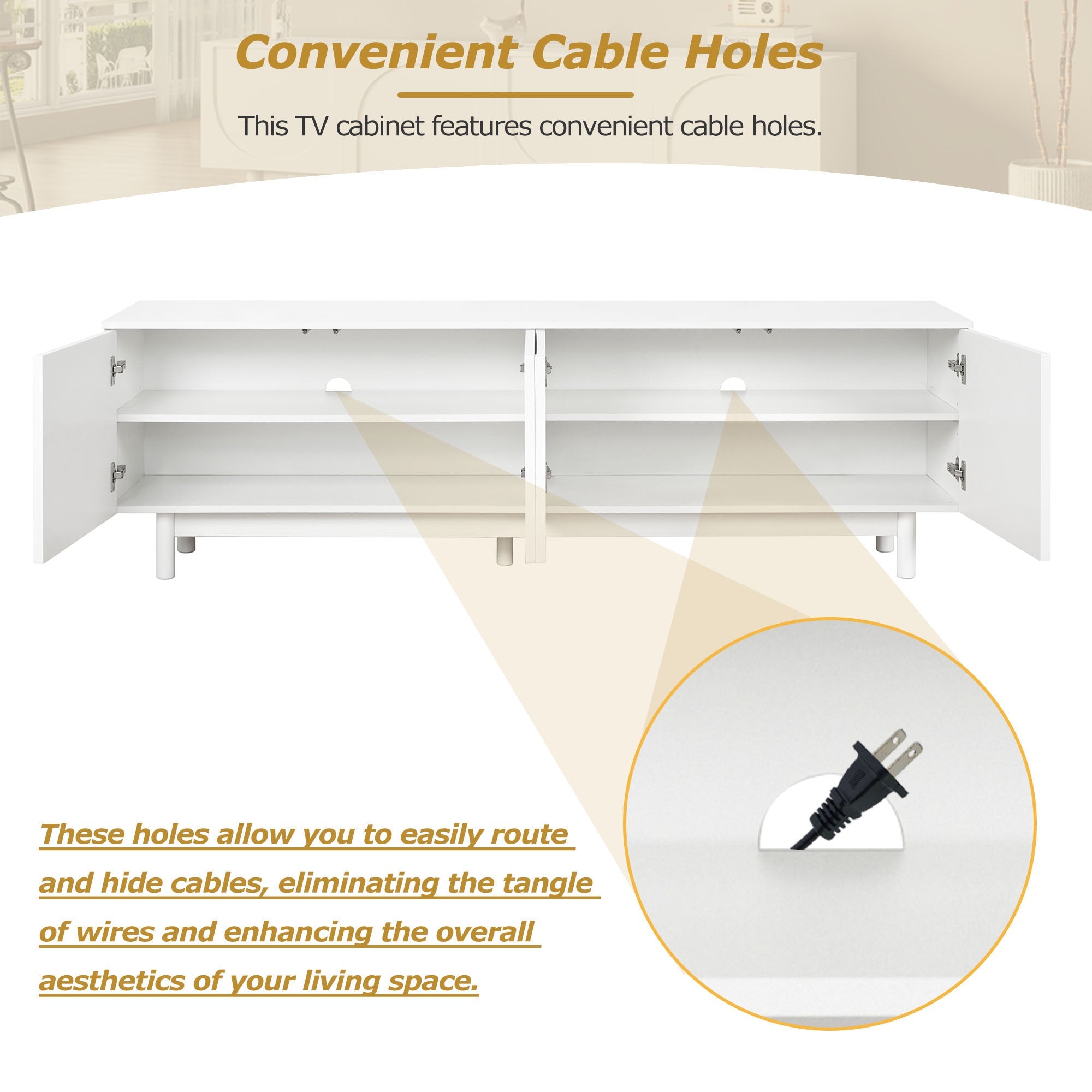 TV Stand with Arch Cabinets — for TVs Up to 78"