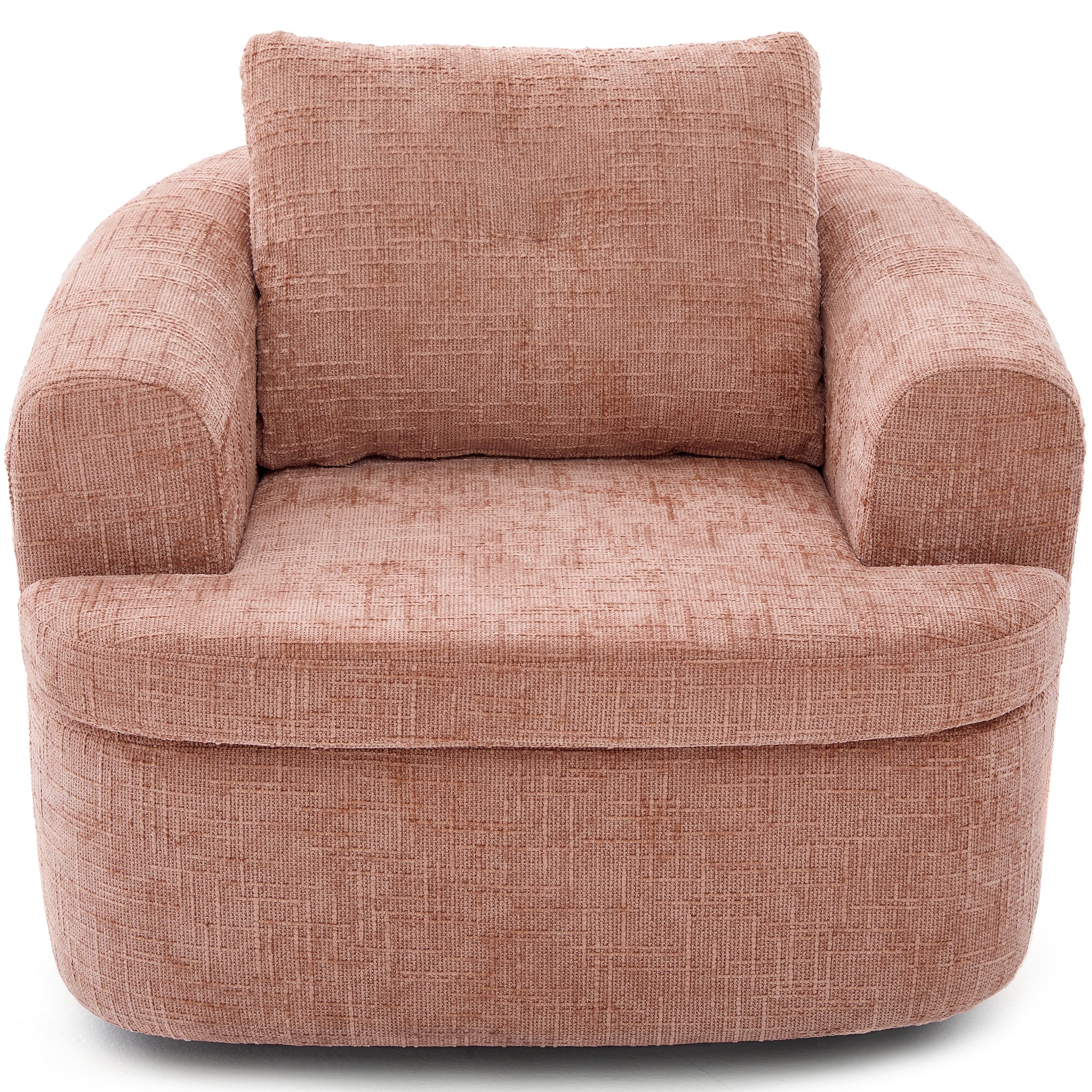 Chenille Swivel Barrel Chair — 360° Dual-Layer Cushion