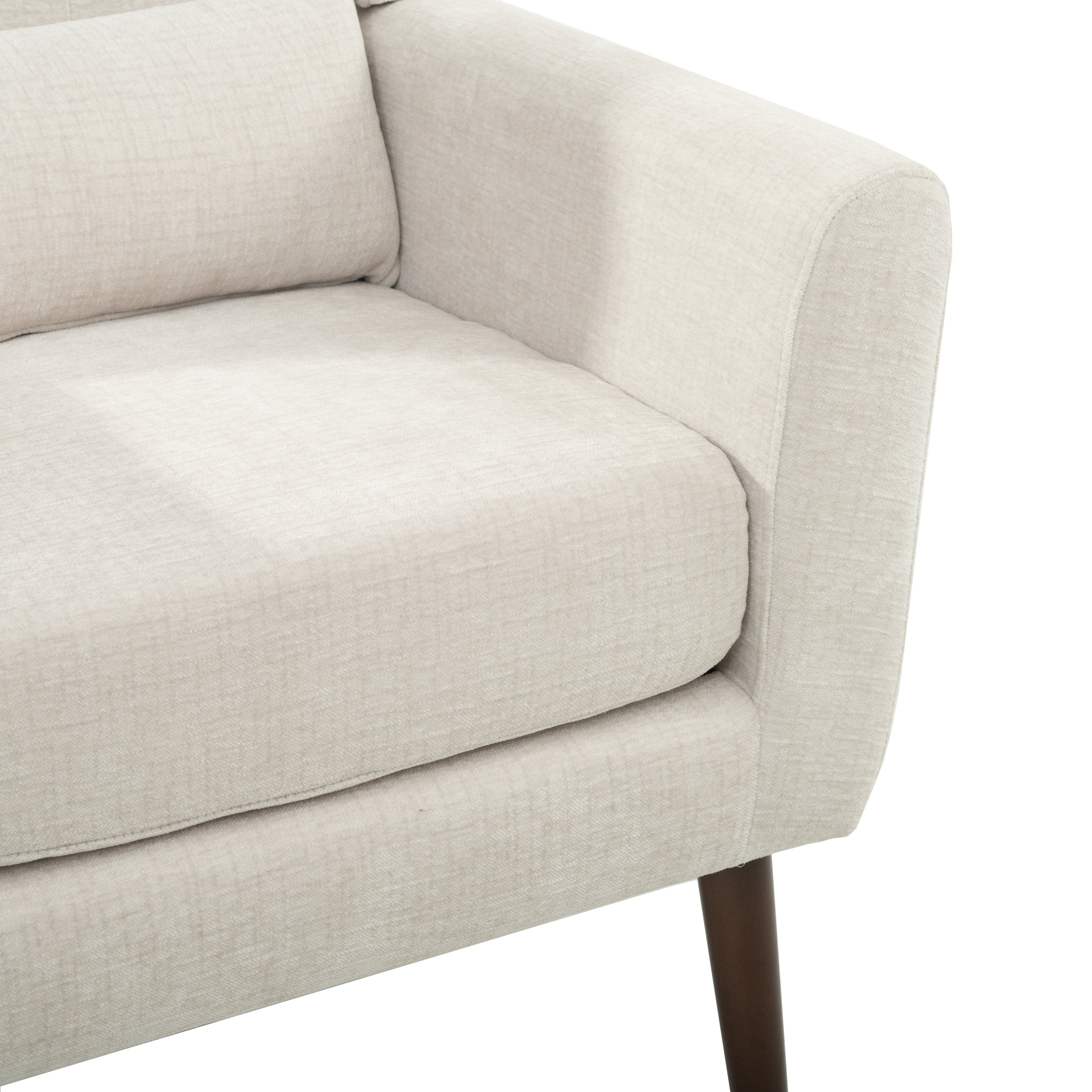Mid-century accent chair assembly and dimension reference