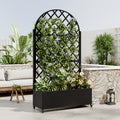 Round Metal Planter Box with Trellis, 73'x35'x16 Metal Raised Garden Bed with Trellis, Metal Planter Box with Drainage Holes & Lockable Wheels & Privacy Screen for Climbing Plants, Vegetables, Vines