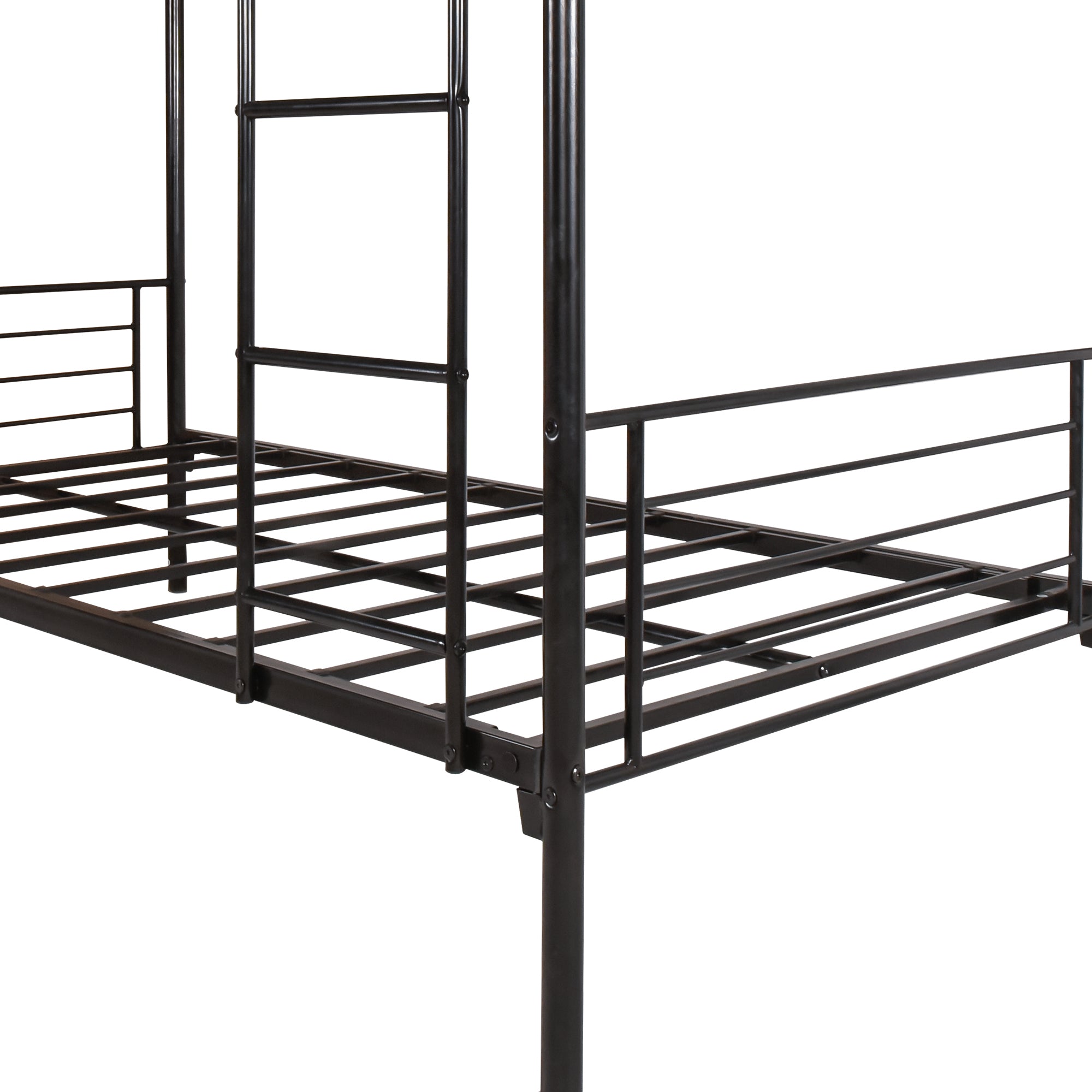 Twin-over-twin metal bunk bed assembly and dimension reference
