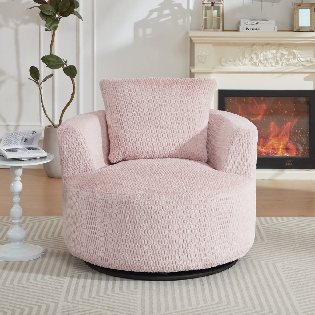 Faux Fur Swivel Accent Chair — 360° Compressible Comfort