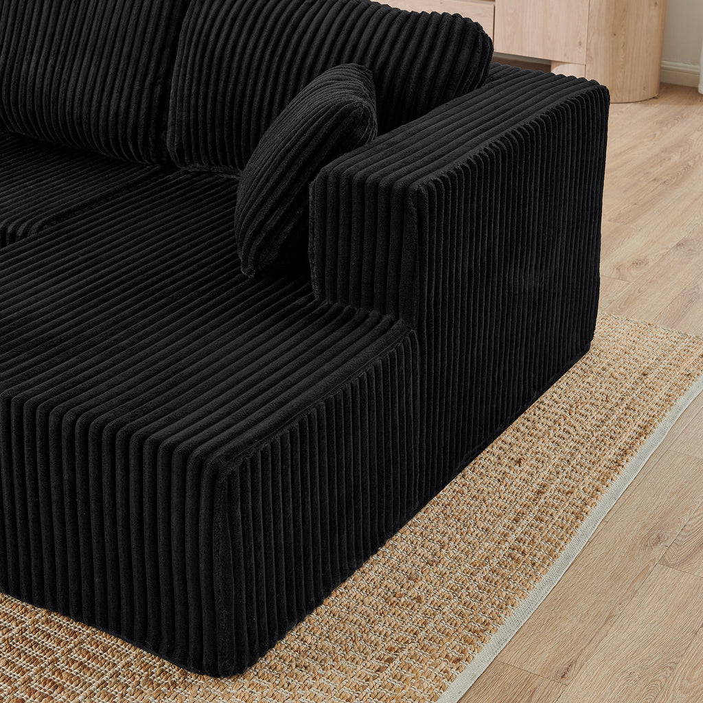 U shape Modular Sectional Sofa, Compressed Sectional Sofa Modern Minimalist Style Corduroy Couch, Sleeper Sofa for Living Room, Bedroom, Comfy Compressed Sofa Couch Space-Efficient Design-green
