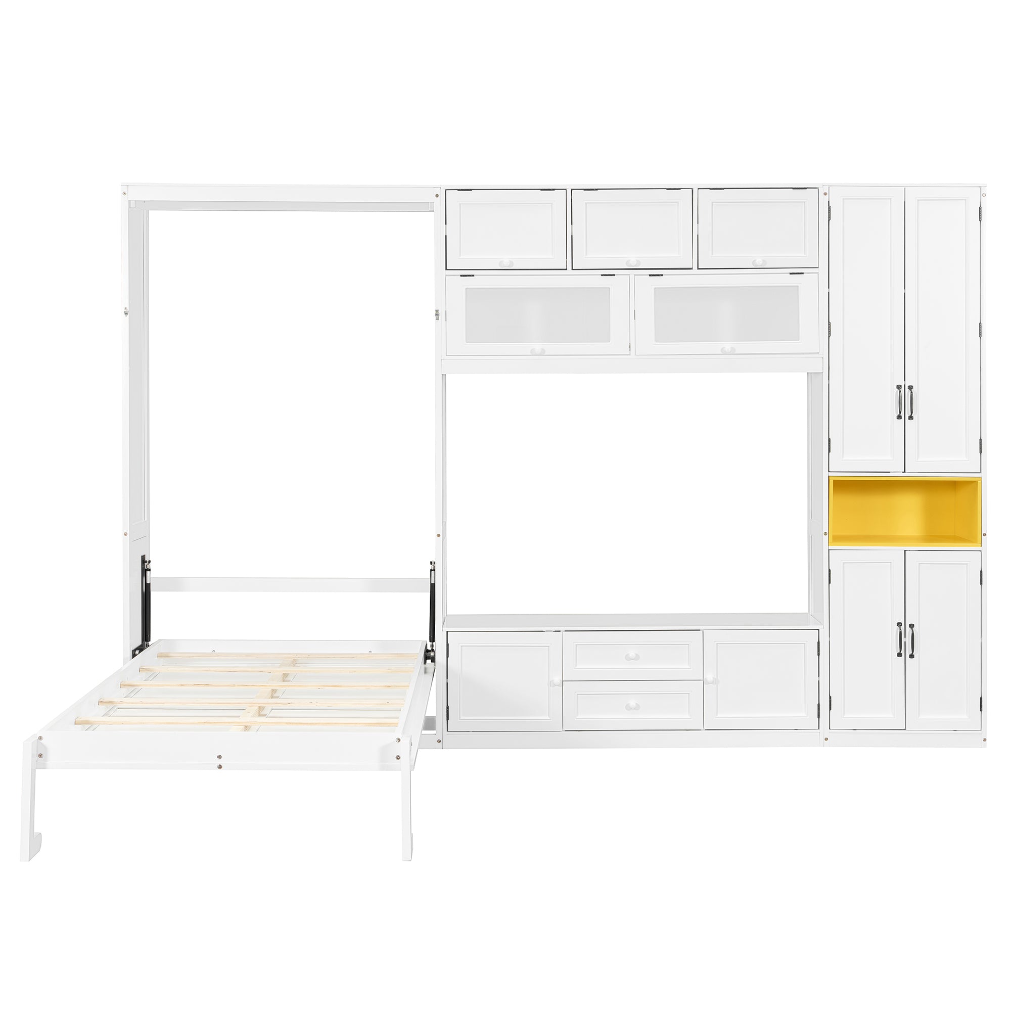 Built-in TV stand on twin Murphy bed cabinet