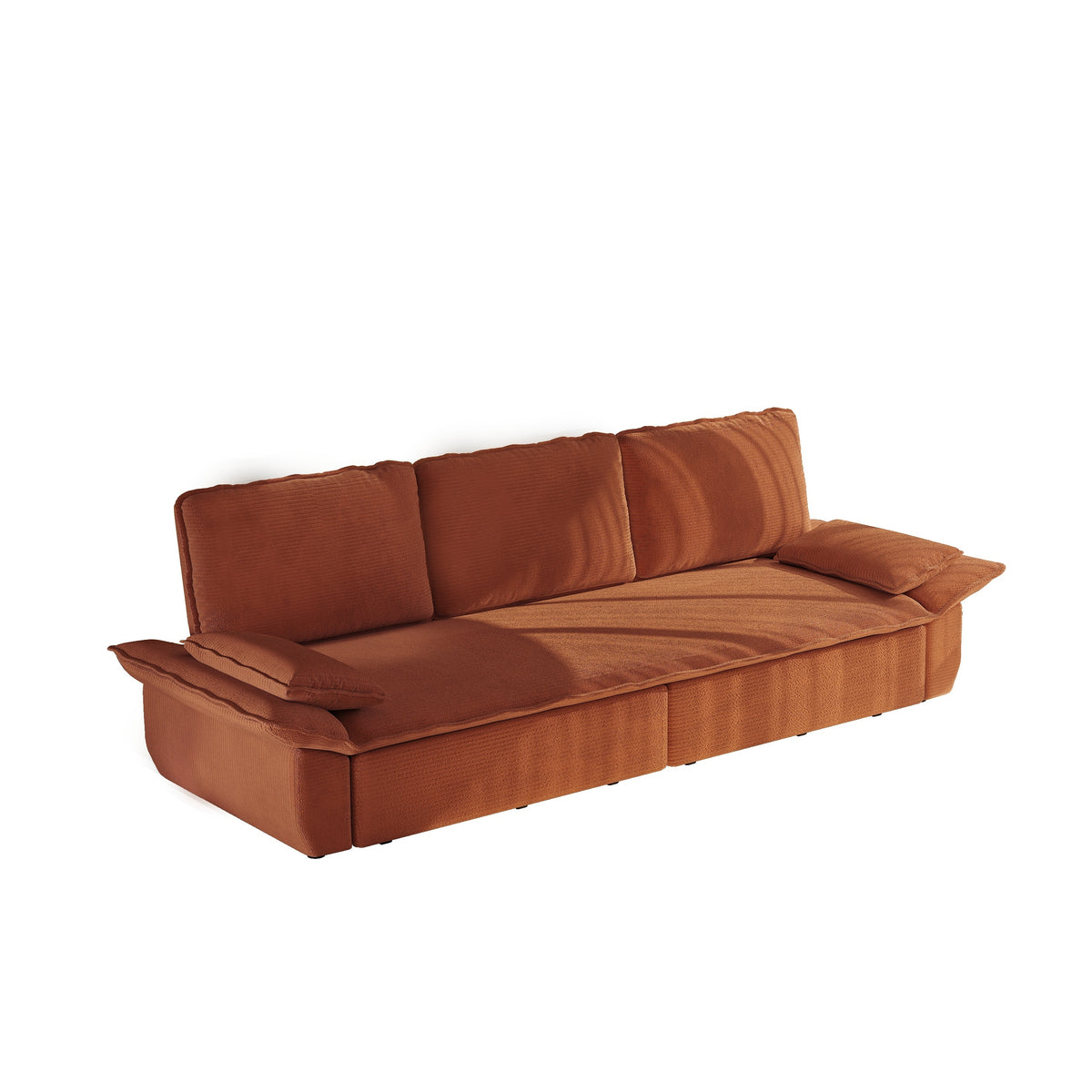 94.5' king size Pull Out Sofa Bed,3-in-1 Convertible Sleeper Sofa,Multi-Functional Corduroy Bed,Orange