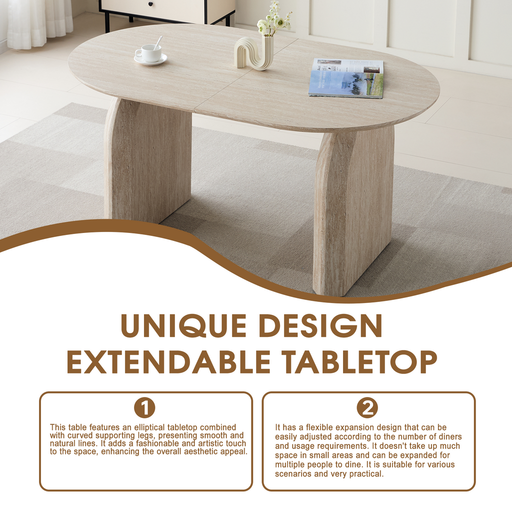Extendable dining table compact 59 inch length stored configuration