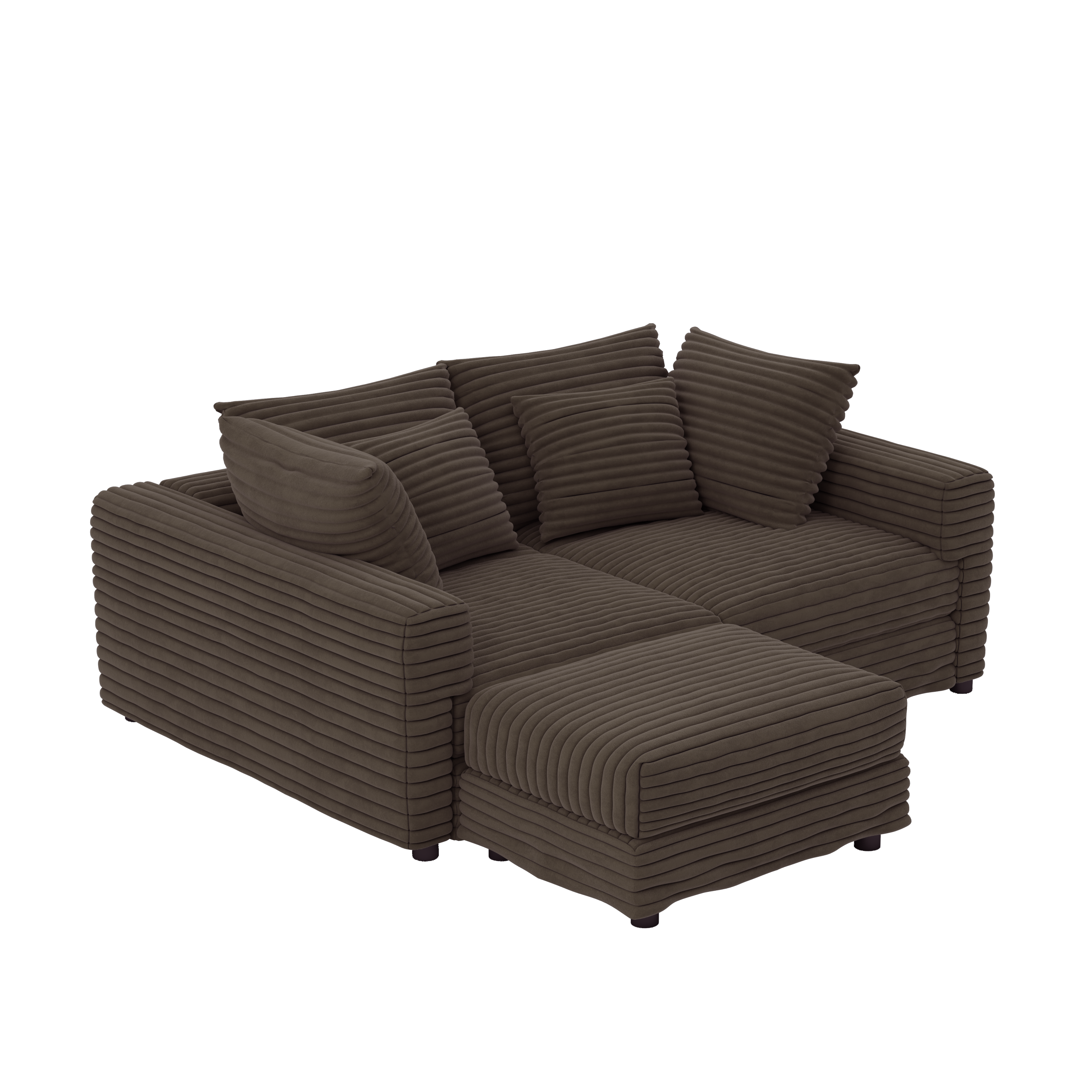 102.4 'Plush Corduroy 4-Seat Sofa,Modern Comfy Upholstered Sofa Cloud Couch,Deep Seat Couches with Soft Pillows and 3 Ottomans,Convertible Sofa Lounge Chair,Black(Old SKU:W1885S00287)