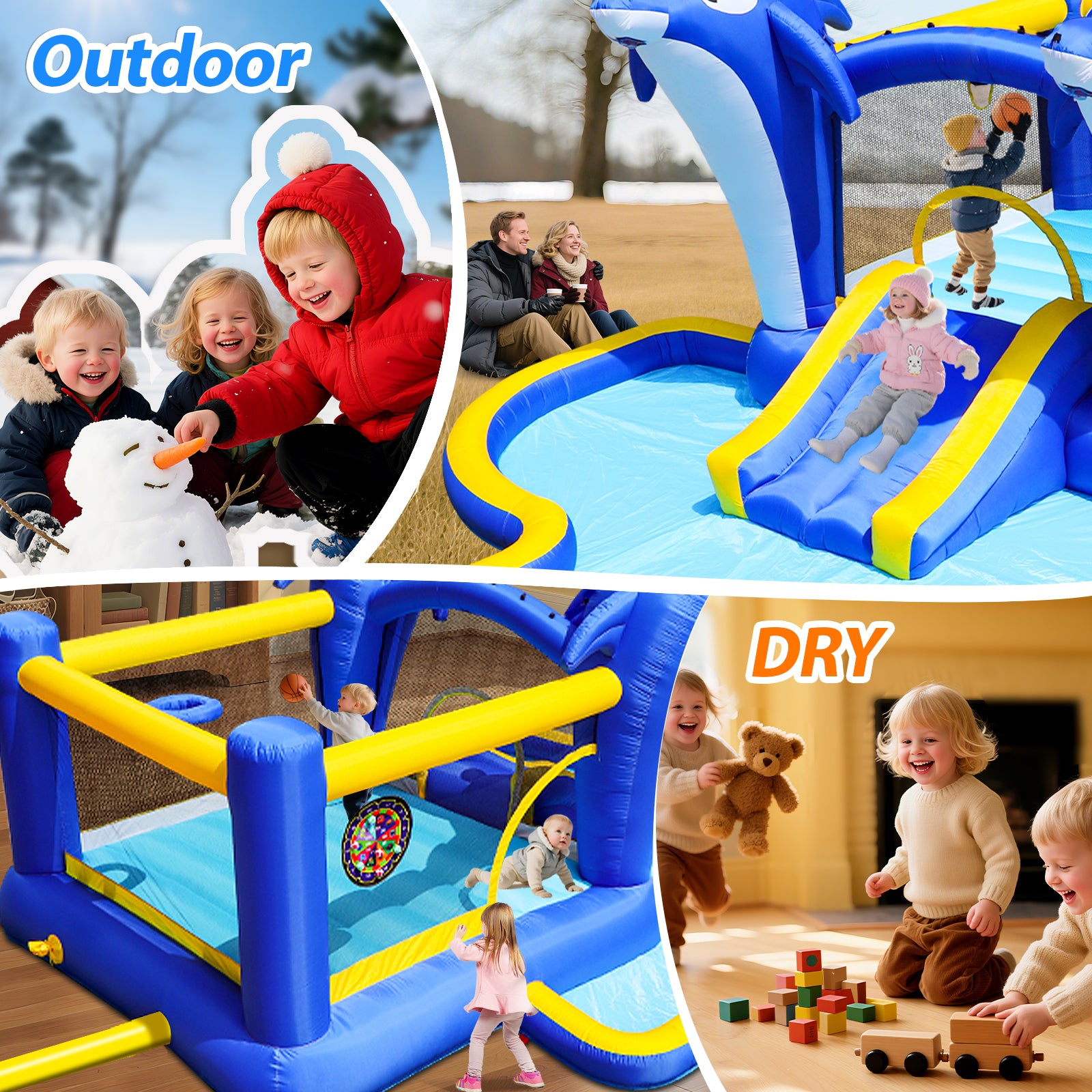 Kids inflatable water park climbing and slide area