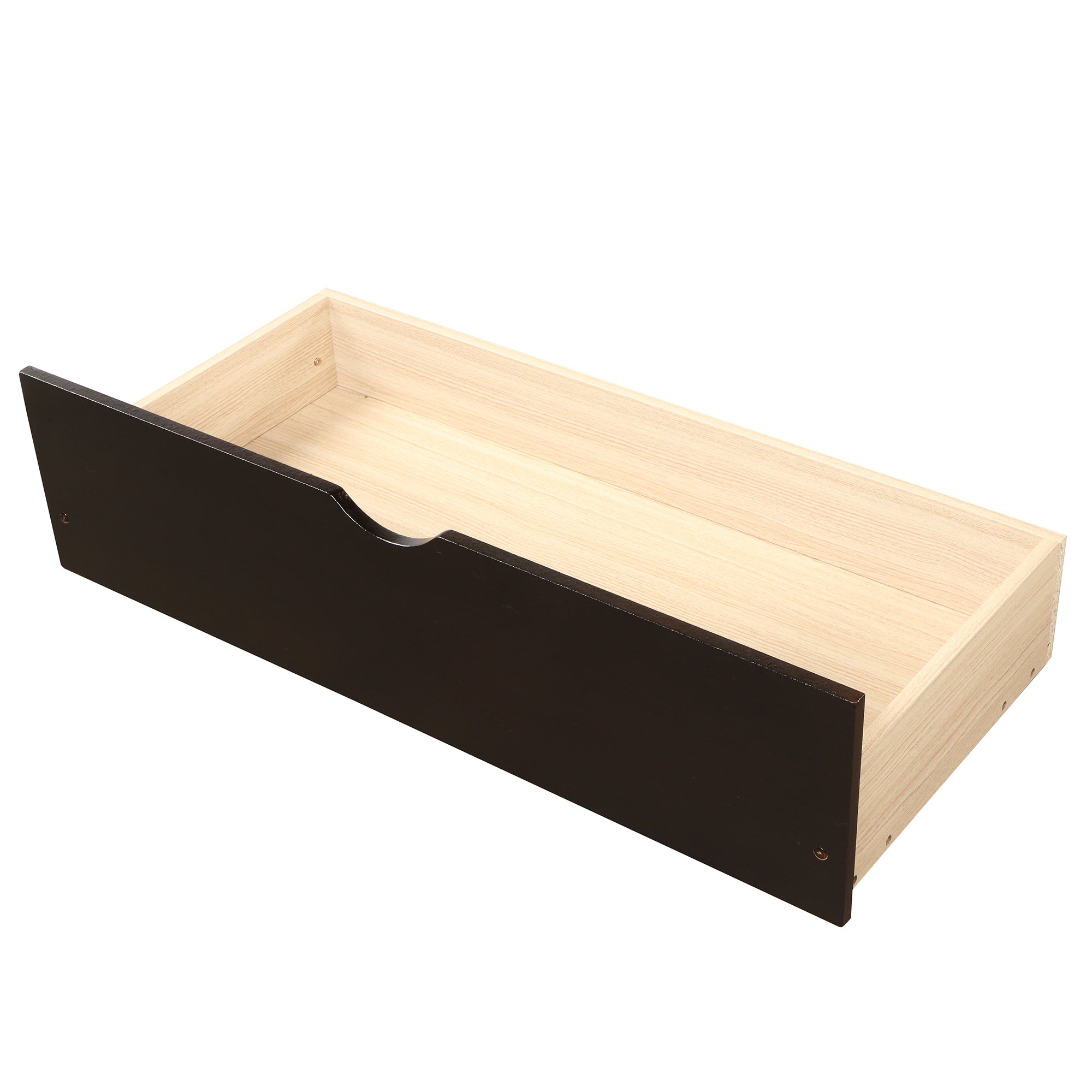 Twin platform storage bed full room overview