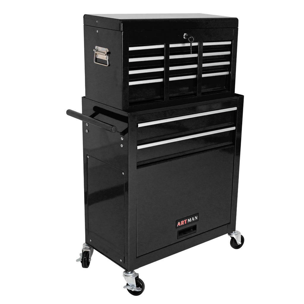 Black rolling tool chest central locking mechanism