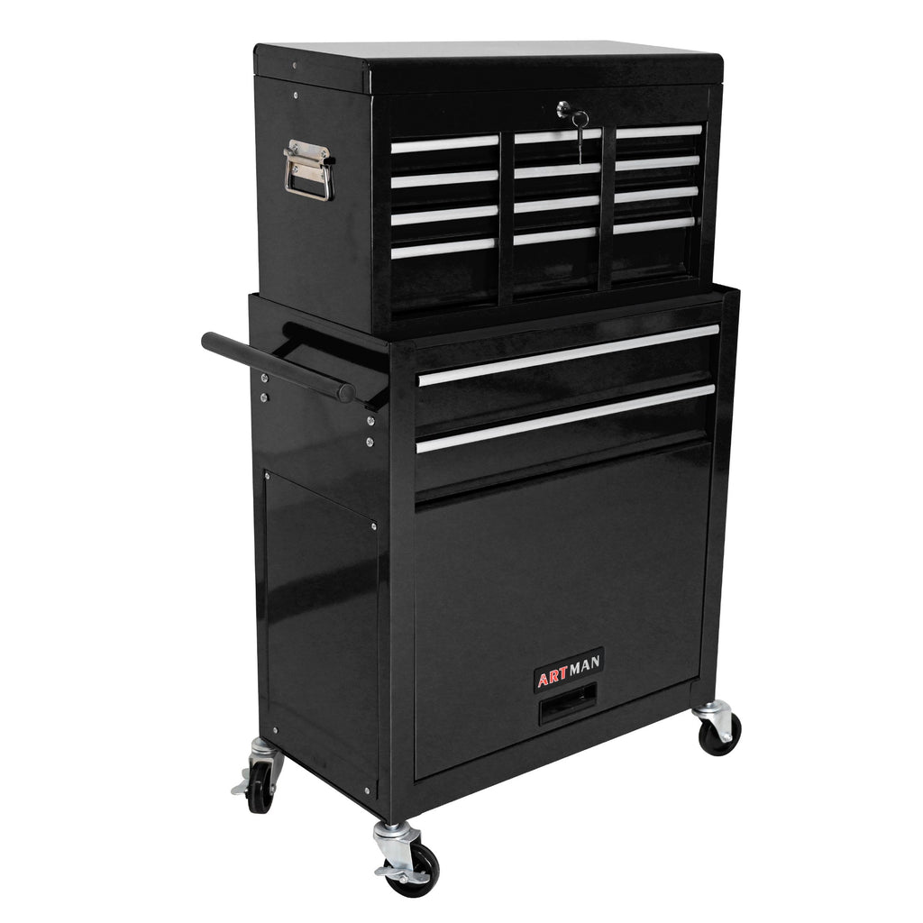 8-Drawer Rolling Tool Chest with Lock — Metal Tool Storage Cabinet