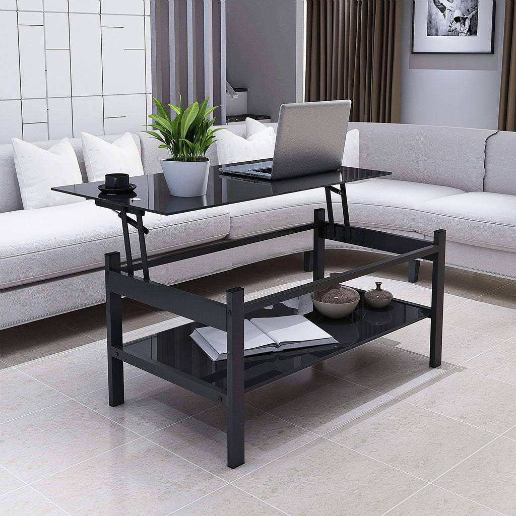 Two-layer tempered glass coffee table top close-up