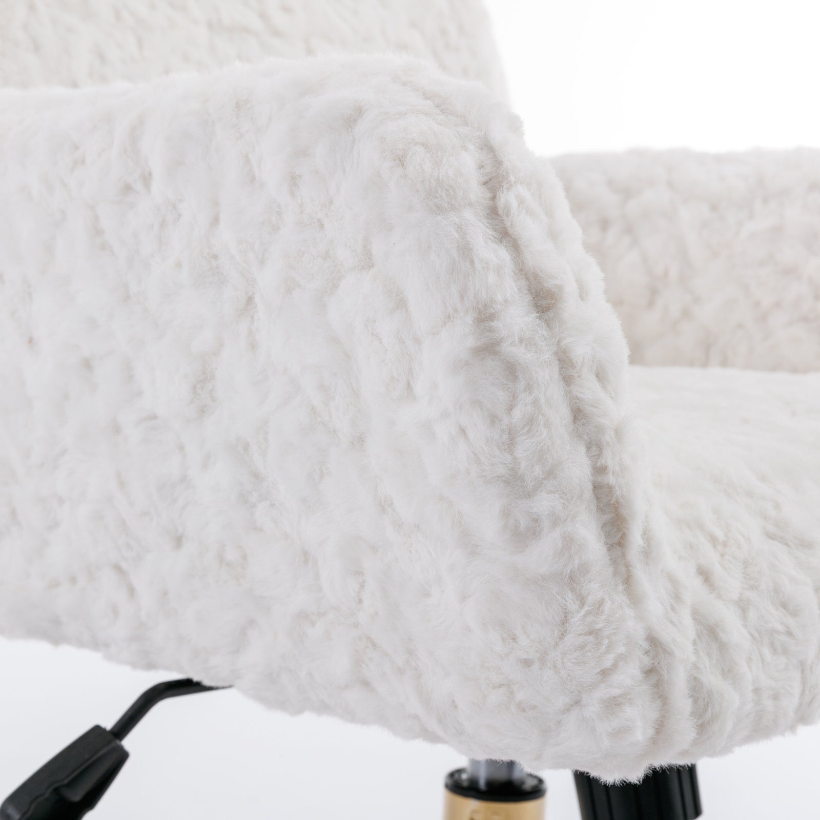 Faux Fur Office Chair — 40° Reclining with Gold Metal Base & Wheels
