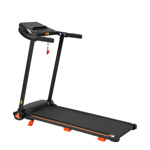 Black folding treadmill with incline — front view