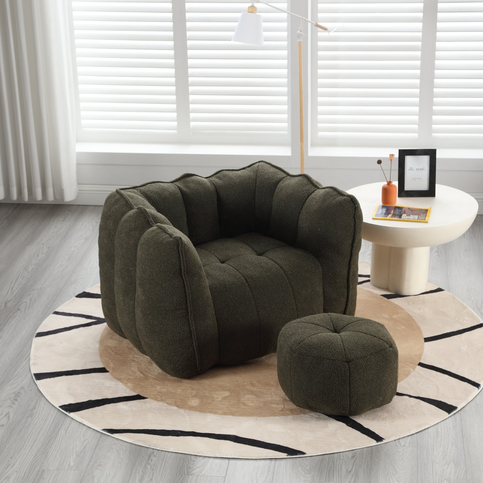 Bean bag chair with footstool full set view