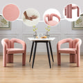 Pink velvet barrel accent chair set of two — front view