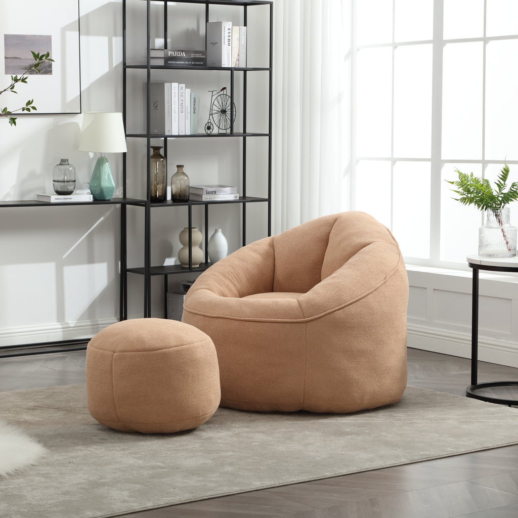 Bean bag chair and footrest set — side view