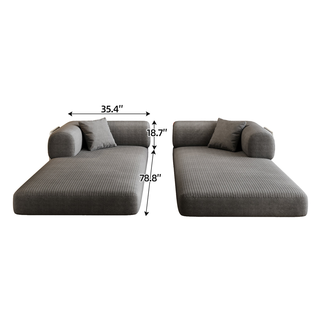 Backrest support armrest detail on grey floor couch