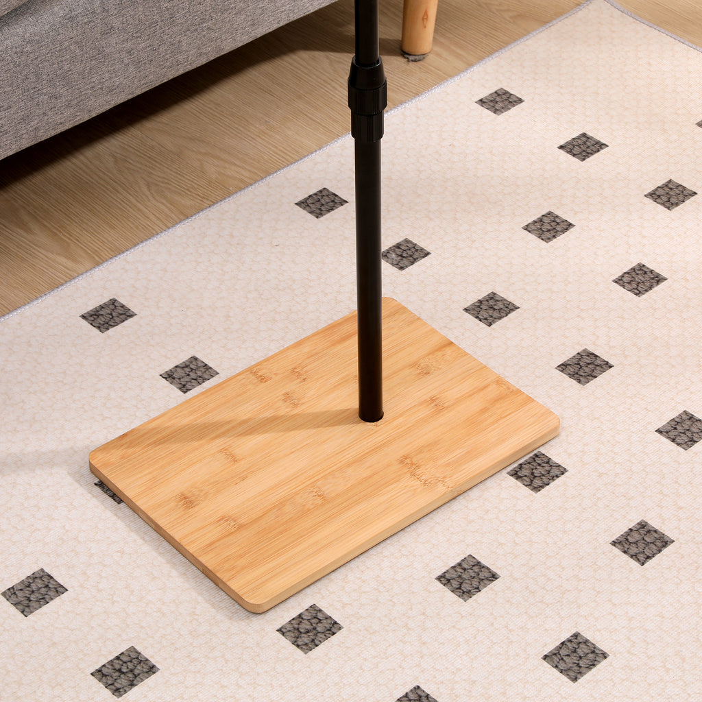 Natural bamboo height-adjustable side table with tray — full product view