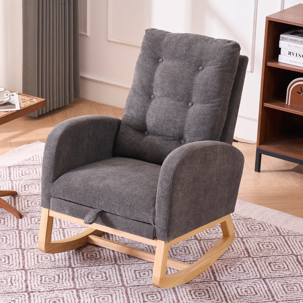 Rocking chair back view with footrest