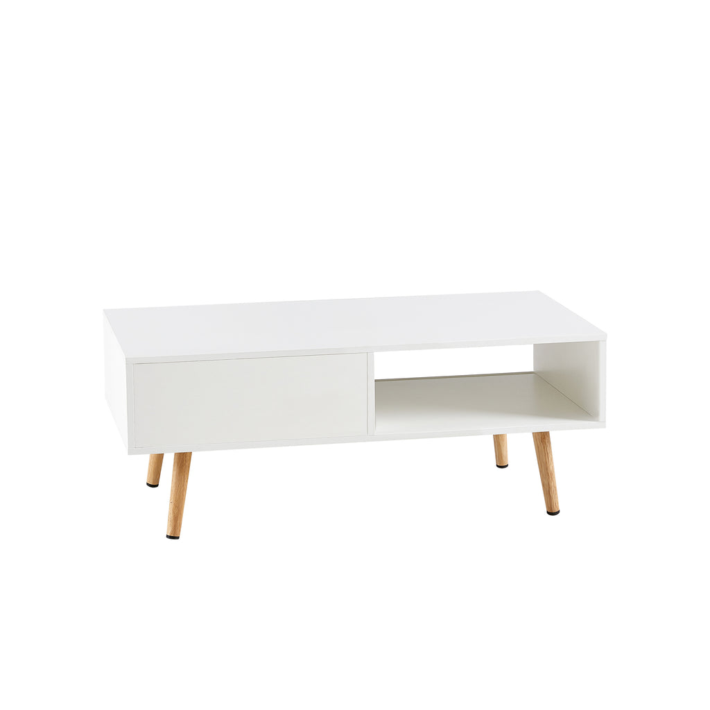 Rectangle center table white rattan weave door profile