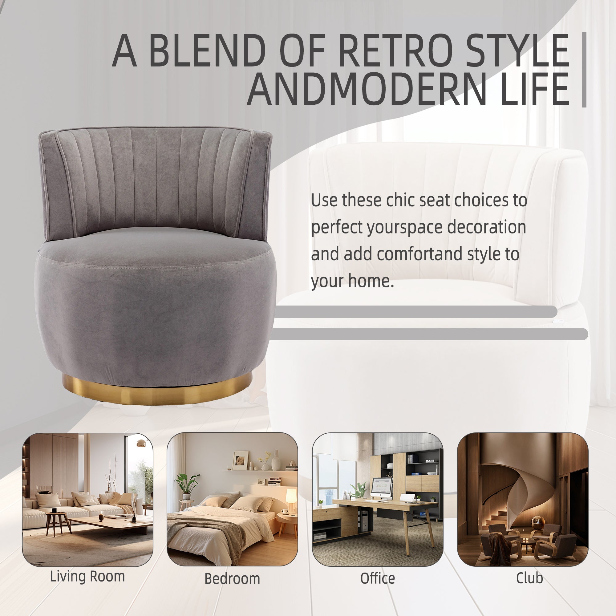 Gray accent chair side profile