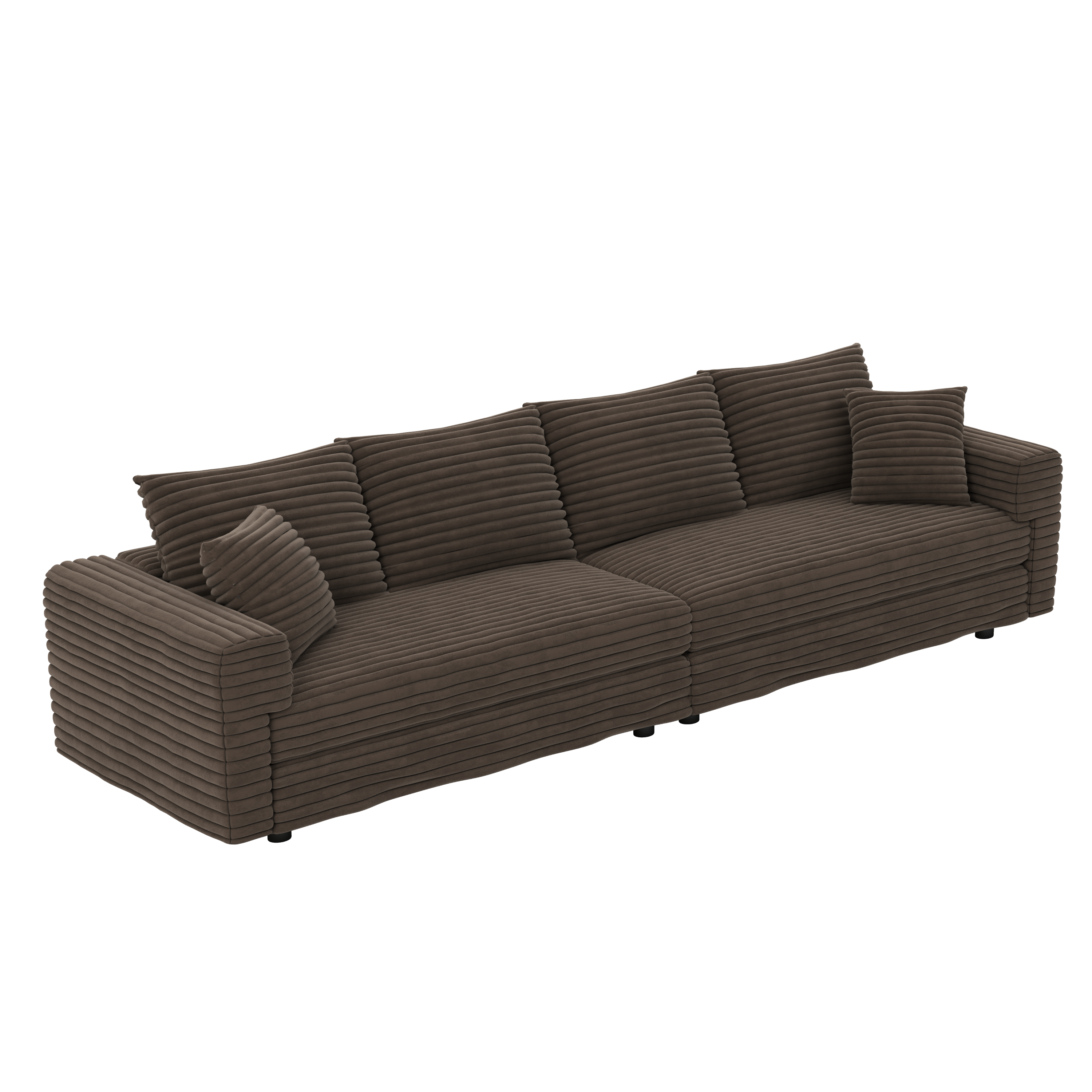 102.4 'Plush Corduroy 4-Seat Sofa,Modern Comfy Upholstered Sofa Cloud Couch,Deep Seat Couches with Soft Pillows and 3 Ottomans,Convertible Sofa Lounge Chair,Black(Old SKU:W1885S00287)