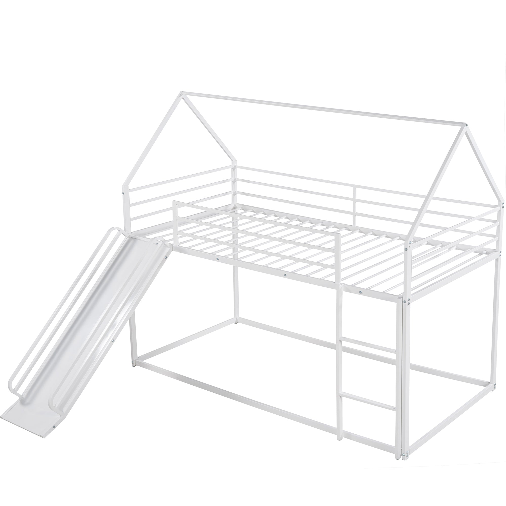 Twin house bunk bed playhouse roof design close-up