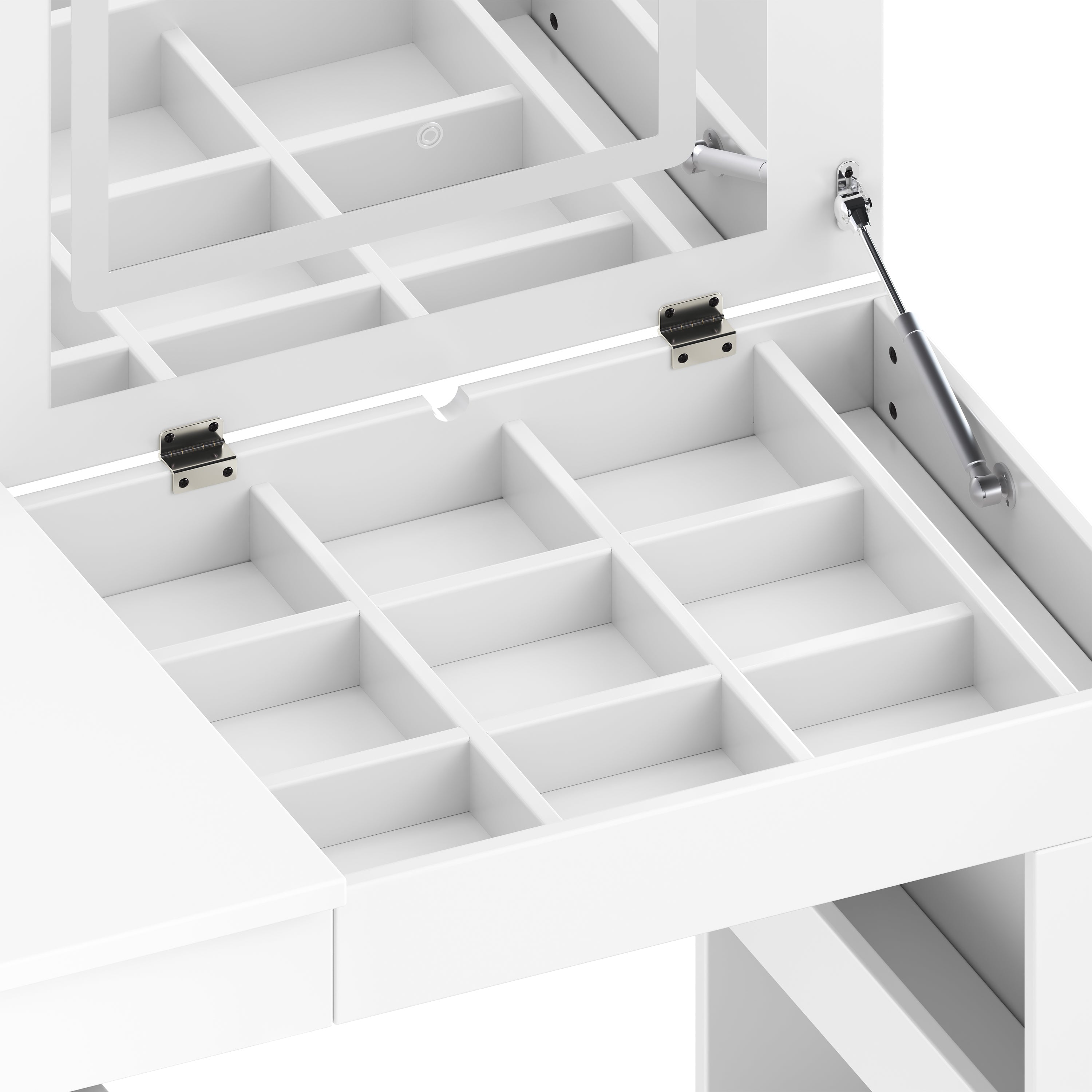Vanity Desk with Mirror and Lights, Makeup Vanity Table with Flip-Top Tabletop and Storage 7 Drawers, 9 Compartments, 3 Shelves, 3 Color Modes Adjustable Makeup Table for Bedroom, Walnut (N733P279096)