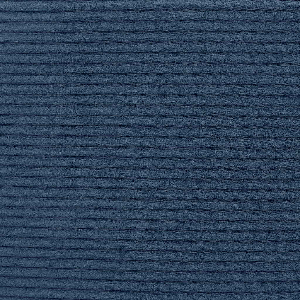 360 swivel barrel chair navy blue corduroy upholstery close-up