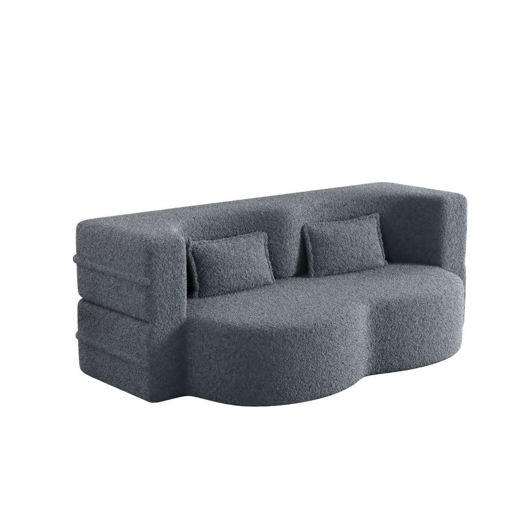Sherpa Fleece Foldable Floor Sofa Bed — 3-in-1 Full Size, 78" Wide