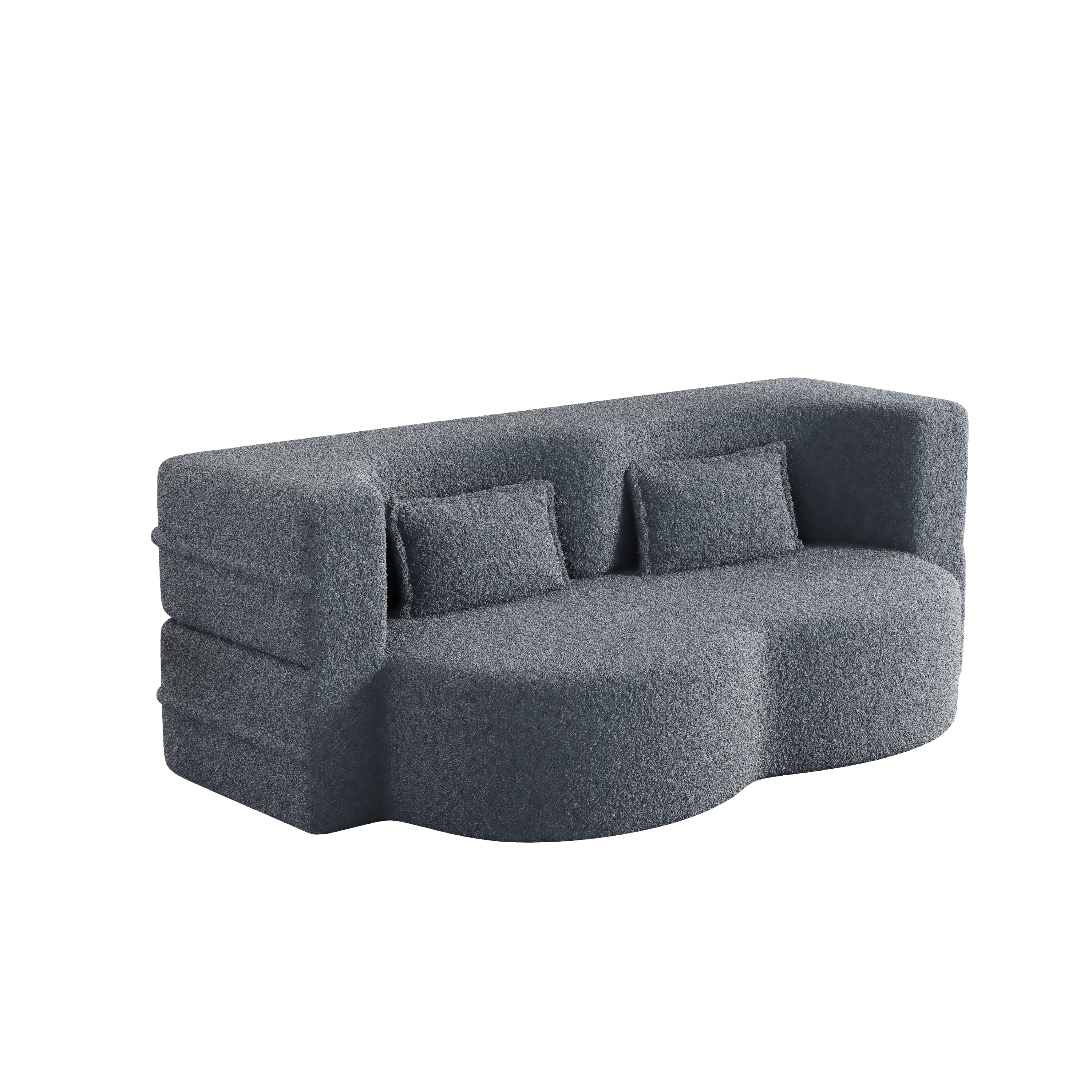 Sherpa Fleece Foldable Floor Sofa Bed — 3-in-1 Full Size, 78" Wide