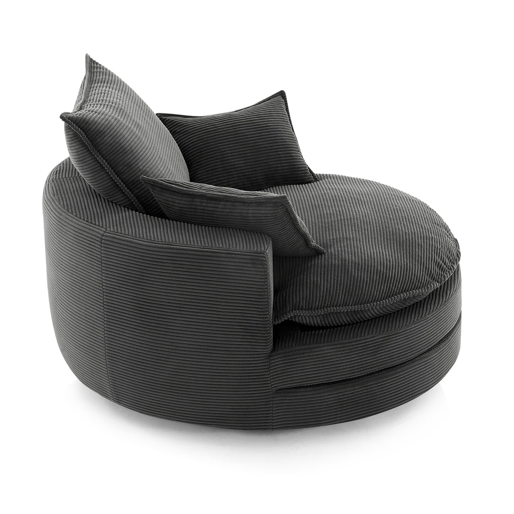 Black corduroy 360 swivel chair product photo