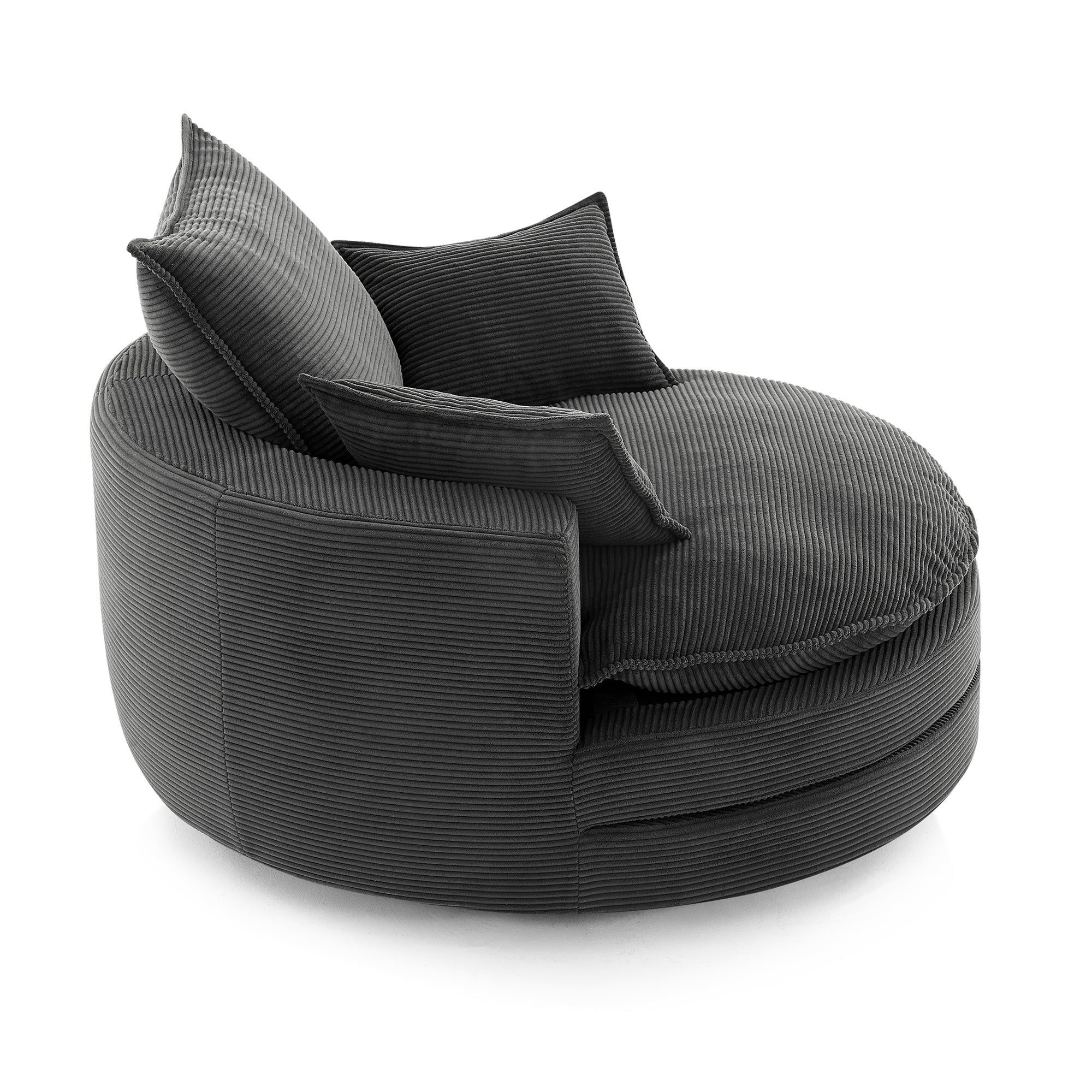 Black corduroy 360 swivel chair product photo