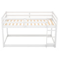 White twin-over-twin floor bunk bed with ladder — front view