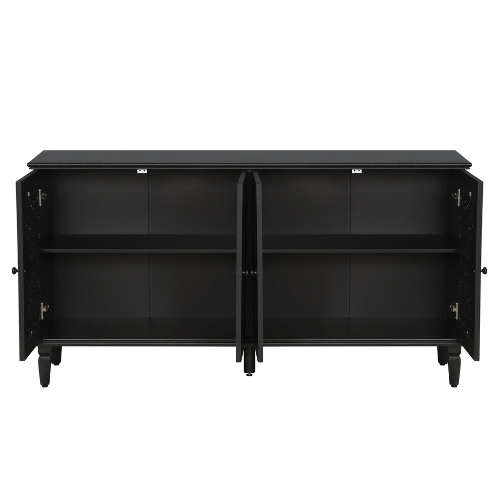 Buffet cabinet antique glaze finish wood detail