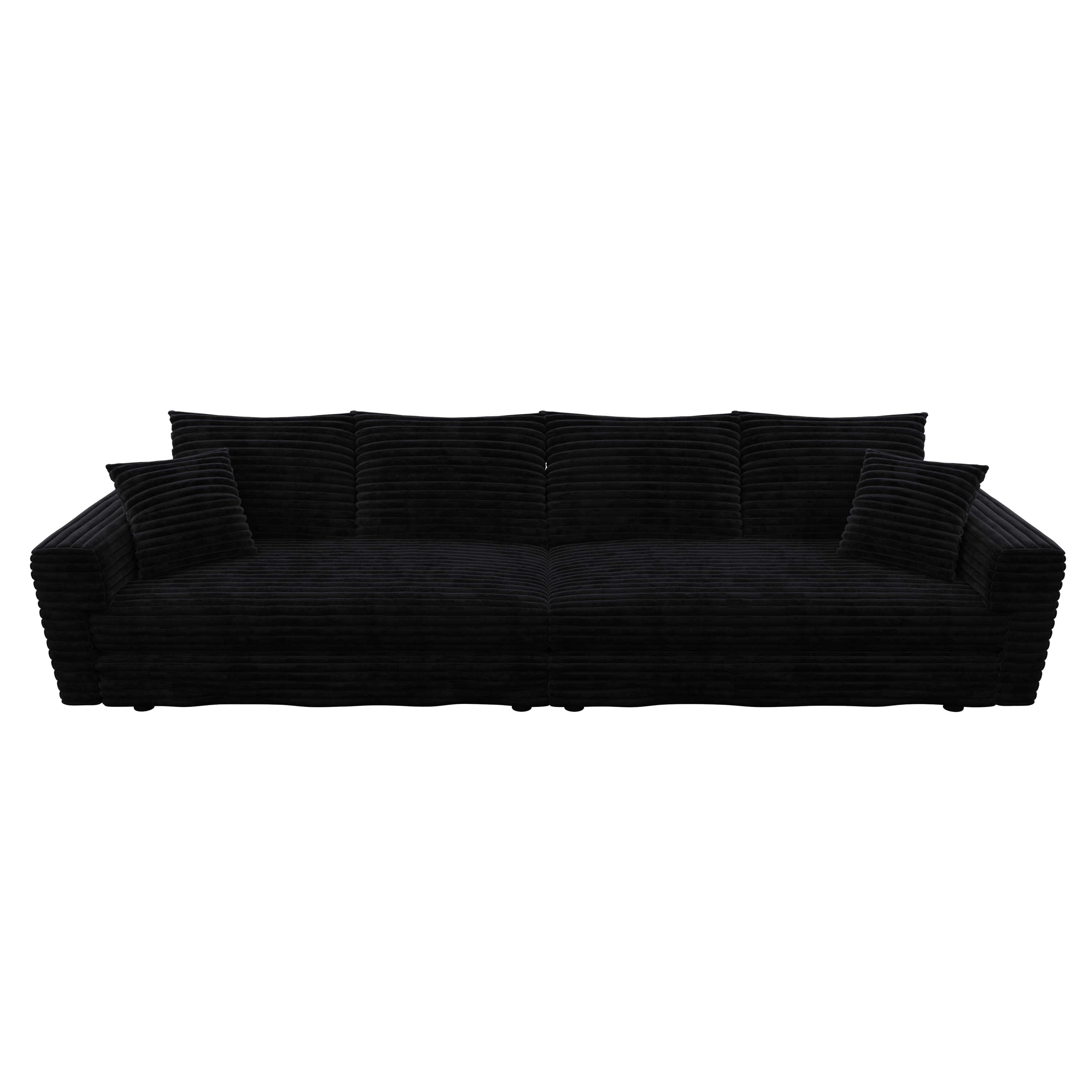 102.4 'Plush Corduroy 4-Seat Sofa,Modern Comfy Upholstered Sofa Cloud Couch,Deep Seat Couches with Soft Pillows and 3 Ottomans,Convertible Sofa Lounge Chair,Black(Old SKU:W1885S00287)