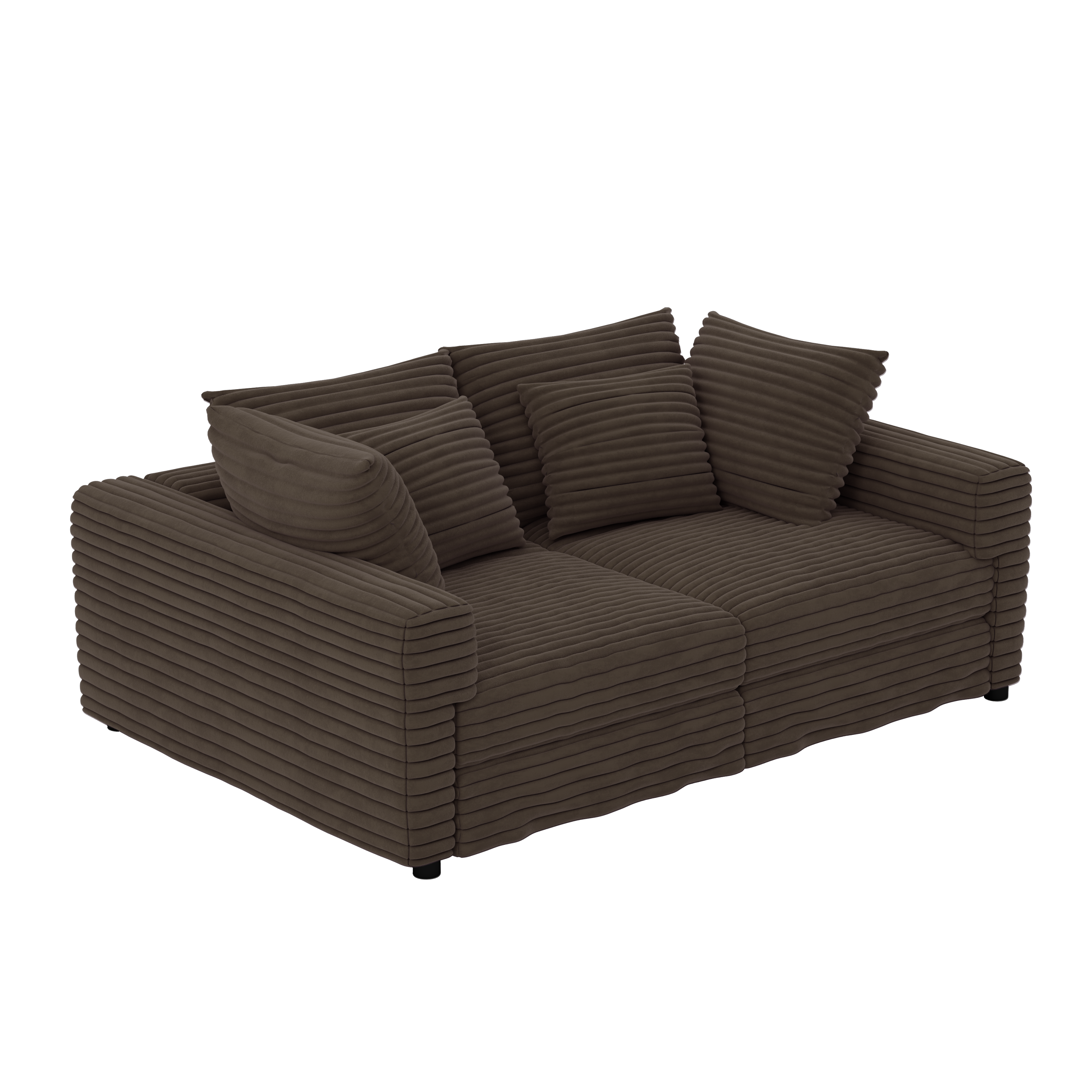 102.4 'Plush Corduroy 4-Seat Sofa,Modern Comfy Upholstered Sofa Cloud Couch,Deep Seat Couches with Soft Pillows and 3 Ottomans,Convertible Sofa Lounge Chair,Black(Old SKU:W1885S00287)