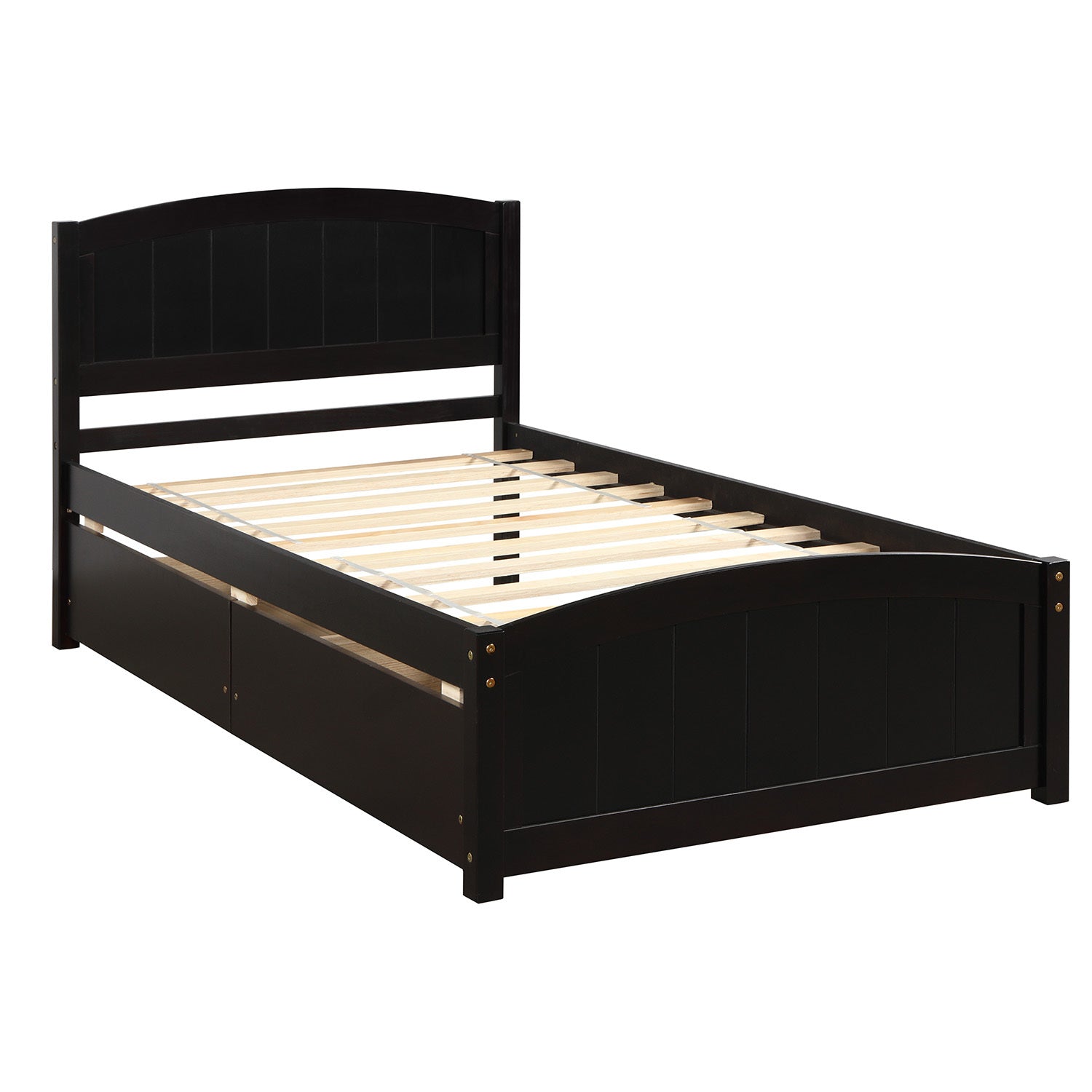 Under-bed storage drawers underneath platform bed