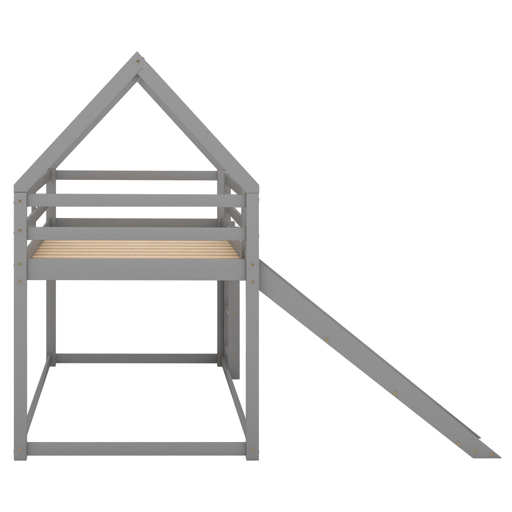 Twin bunk bed ladder and slide position detail