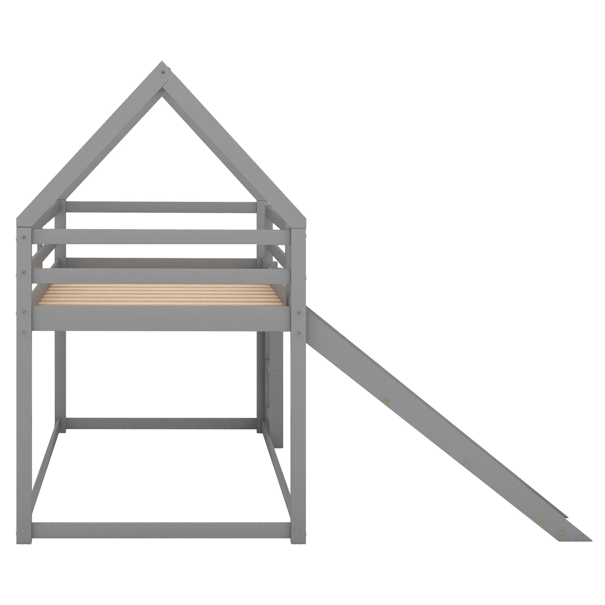 Twin bunk bed ladder and slide position detail