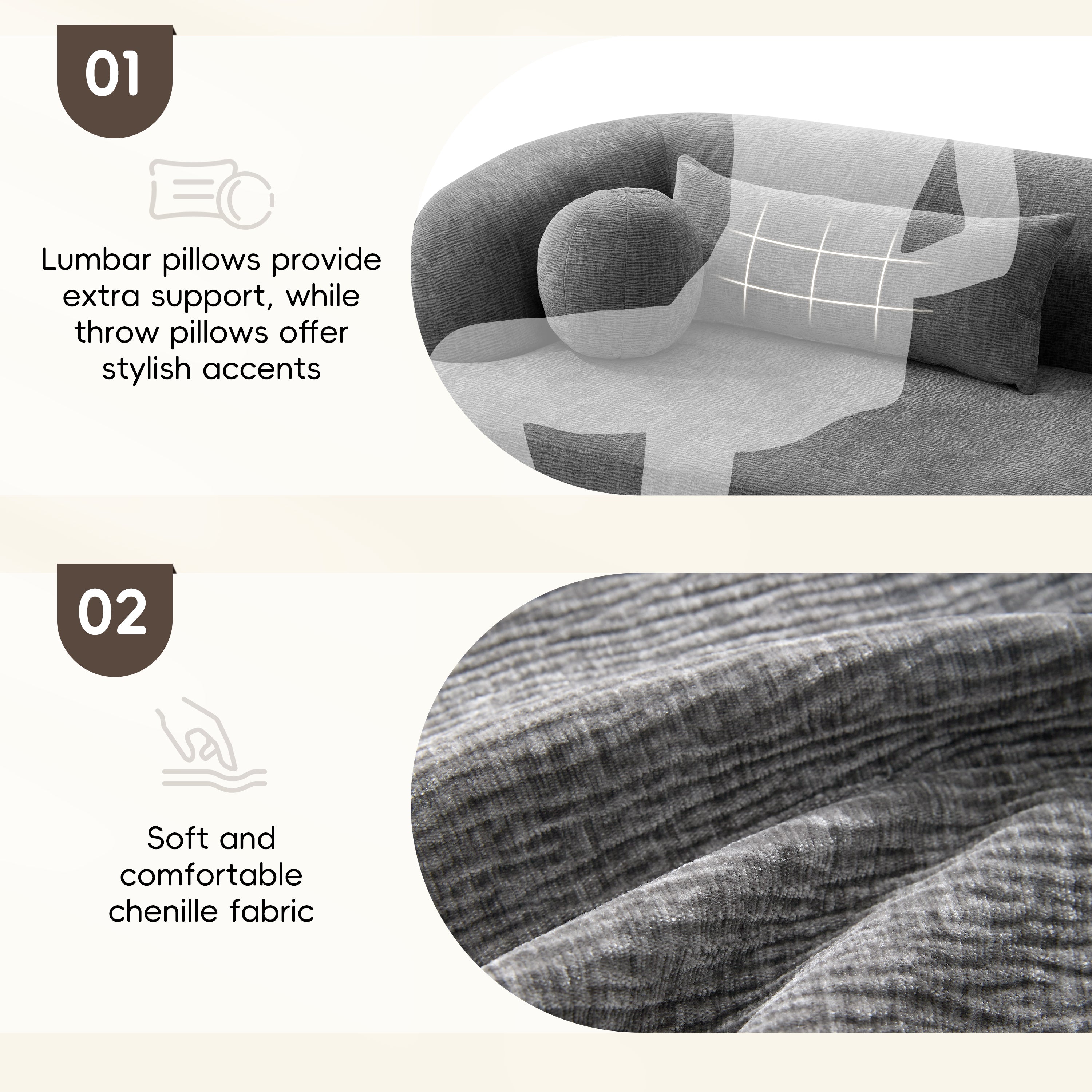 Three-seater boneless sofa with included pillows