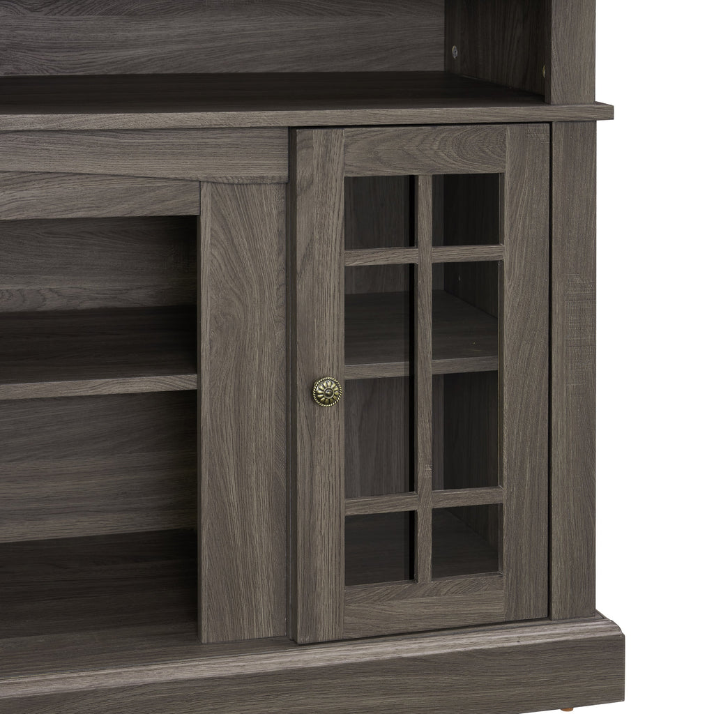 Classic TV Media Stand Modern Entertainment Console for TV Up to 65' with Open and Closed Storage Space, Espresso, 58.25'W*15.75'D*32'H