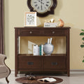 Light espresso farmhouse console table four drawers — front view