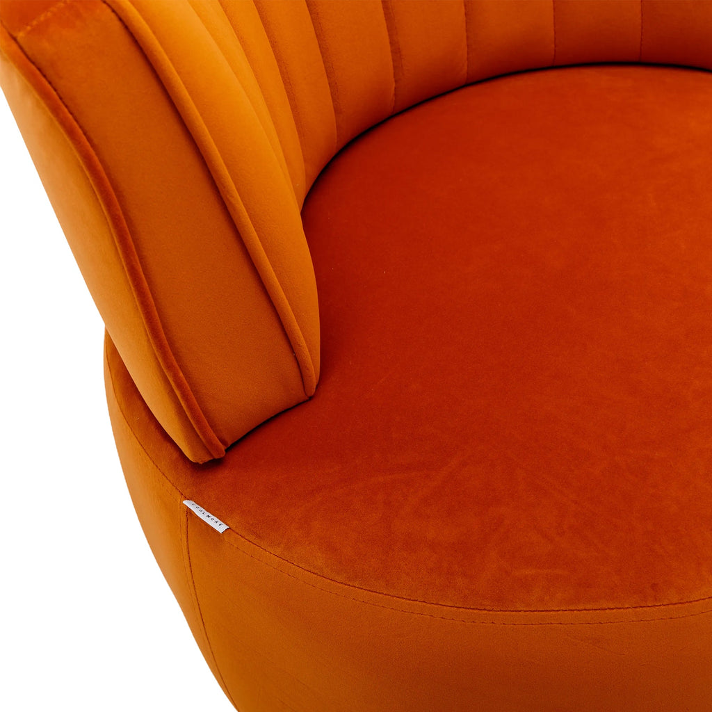 Velvet Swivel Barrel Chair — 360° Round Accent