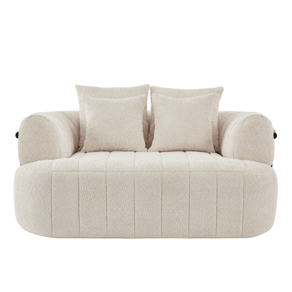 Beige boucle cloud chair four matching pillows included